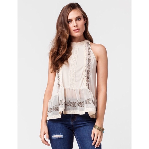 Blu Pepper Tops - Blu Pepper Embroidered Lace Womens Top